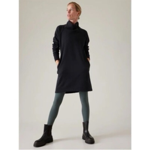Athleta Cozy Karma Sweatshirt Dress in Black - Picture 1 of 9